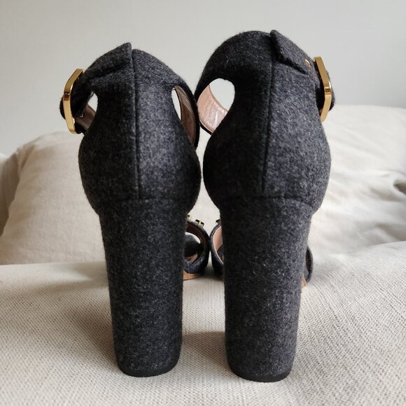 Sz41 Marni Dark Gray Felt Jeweled Ankle Strap Sandals - EUC (worn once) - Picture 12 of 16